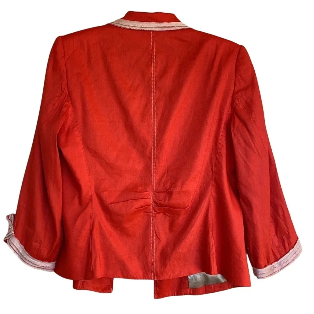 Tahari Red Blazer Jacket Womens Size Small Contrast‎ Stitching women size 12